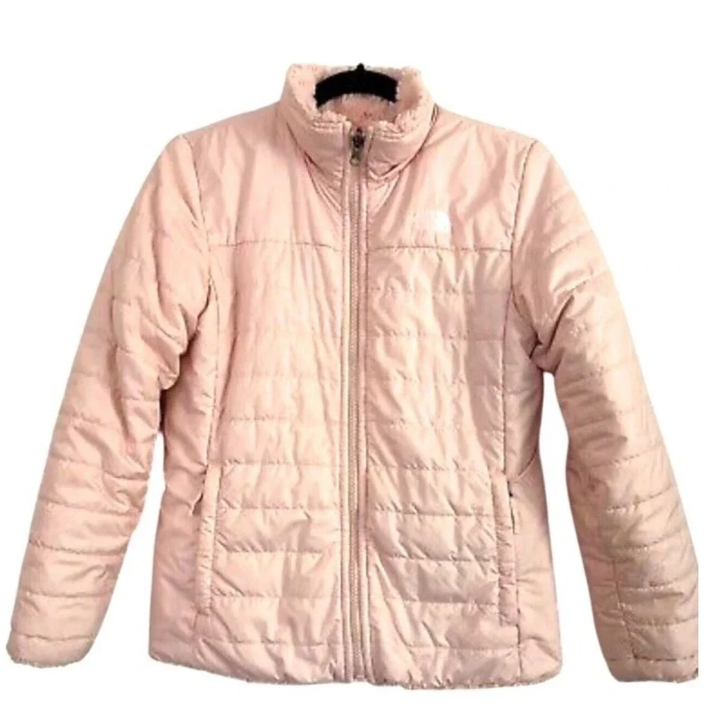 Sz L Large 14-16 The North Face Girl's Reversible Sherpa Jacket Long Sleeve Pink